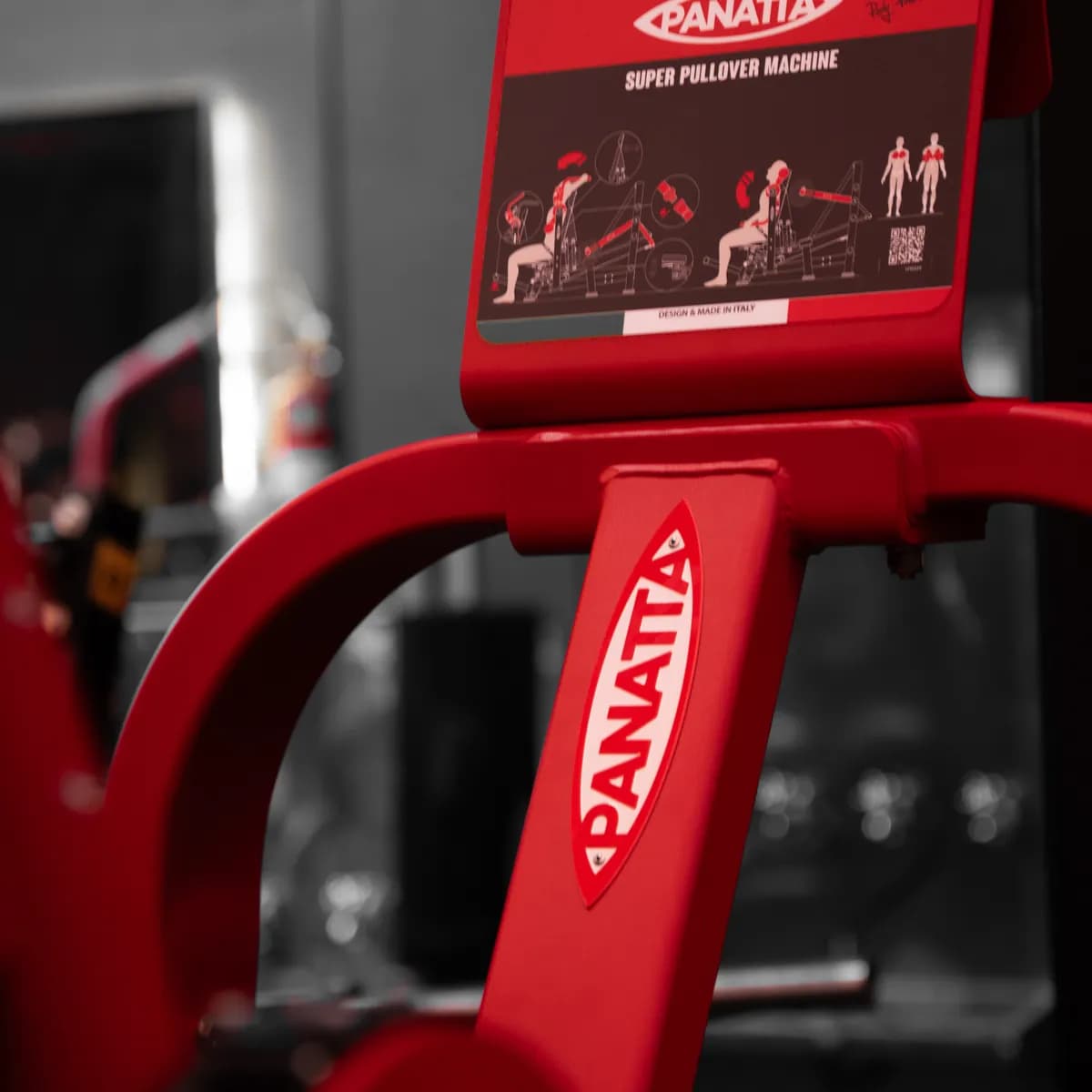 Placa Panatta parafusada em máquina de musculação